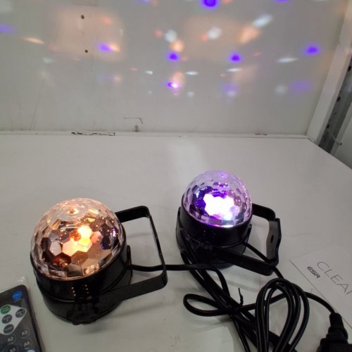2PK WINSAFE RGB DISCO BALL LED PARTY STROBE LIGHTS WITH DESIGNS & REMOTES - 7 MODES, MULTICOLOR image 3