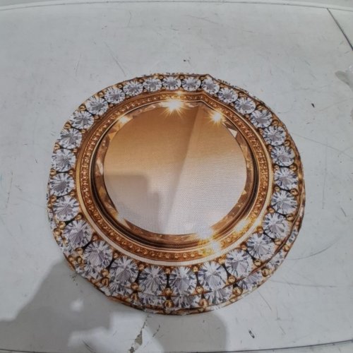 20PK FLAT PRINTING GOLDEN DIAMOND ROUND PLATE MAT -16" - GOLD image 2