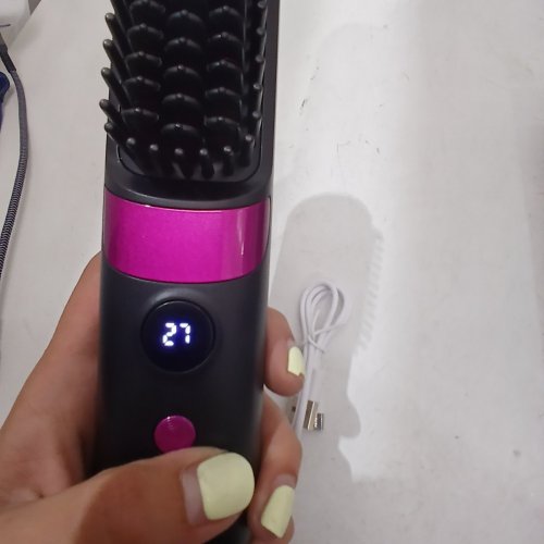 F9 PORTABLE WIRELESS STRAIGHTENING COMB WITH USB RECHARGEABLE & 3-TEMPERATURE SETTINGS, EQUIPPED WITH AN LED DISPLAY PANEL - BLACK image 3