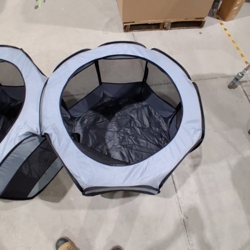 PORTABLE FOLDING DOUBLE-ROOM PET PLAYPEN WITH CARRY BAG - 55" X 30" X 25" - BLACK image 3
