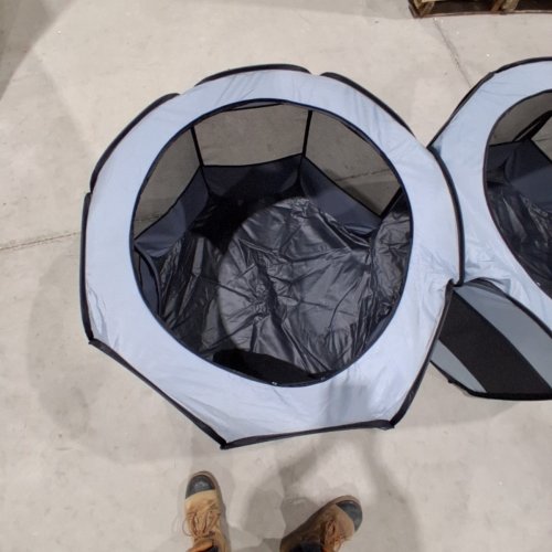PORTABLE FOLDING DOUBLE-ROOM PET PLAYPEN WITH CARRY BAG - 55" X 30" X 25" - BLACK image 4
