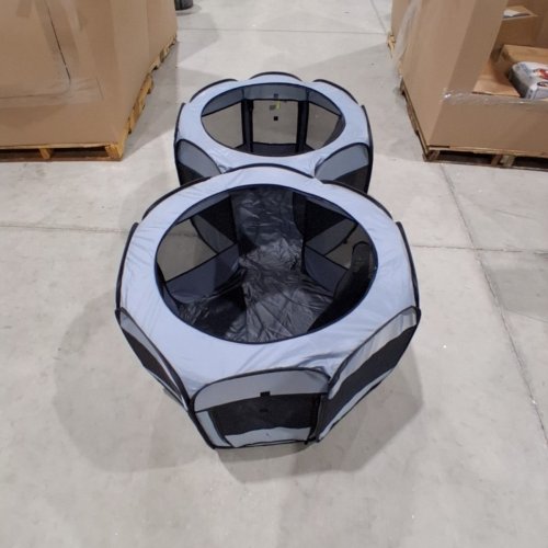 PORTABLE FOLDING DOUBLE-ROOM PET PLAYPEN WITH CARRY BAG - 55" X 30" X 25" - BLACK image 5