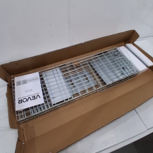 HUMANE ANIMAL TRAP - GALVANIZED IRON - 31" X 10" X 12" - SILVER (MODEL: LB-28A) image 2