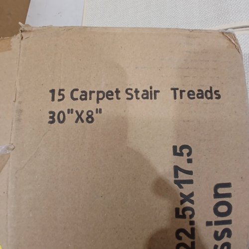 15PK NON-SLIP CARPET STAIR TREADS - 8" X 30" - BEIGE / LIGHT BROWN image 2