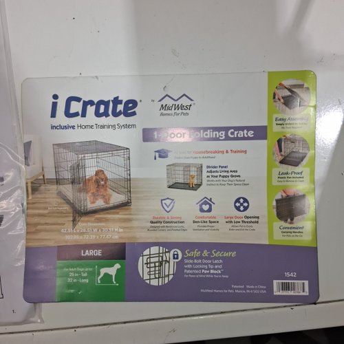 MIDWEST ICRATE 42" DOUBLE DOOR FOLDING METAL DOG CRATE WITH DIVIDER image 4