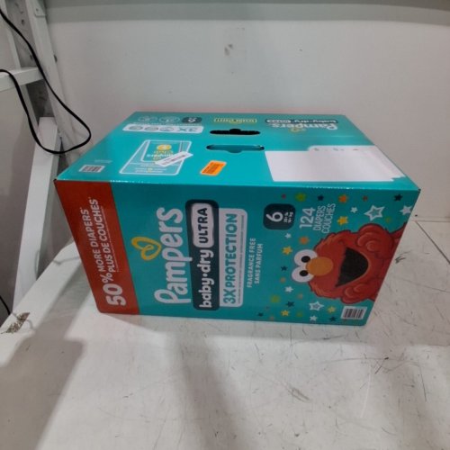 124PK PAMPERS BABY DRY ULTRA FRAGRANCE FREE 3X PROTECTION DIAPERS - SIZE 6 (35LB+) image 2