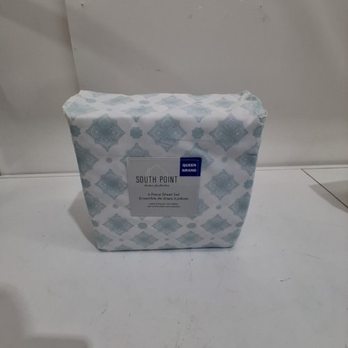 6PC SOUTH POINT HOME PRINTED MICROFIBER SHEET SET - QUEEN - BOMBAY MEDALLION IN BLUE/WHITE (STYLE: 1703334) image 2
