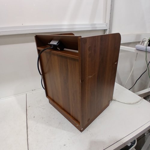 MID-CENTURY MODERN FLUTED BED SIDE TABLE WITH USB, USB-C AND OUTLET CHARGING STATION - 16" X 14" X 20" - BROWN/GOLD image 4