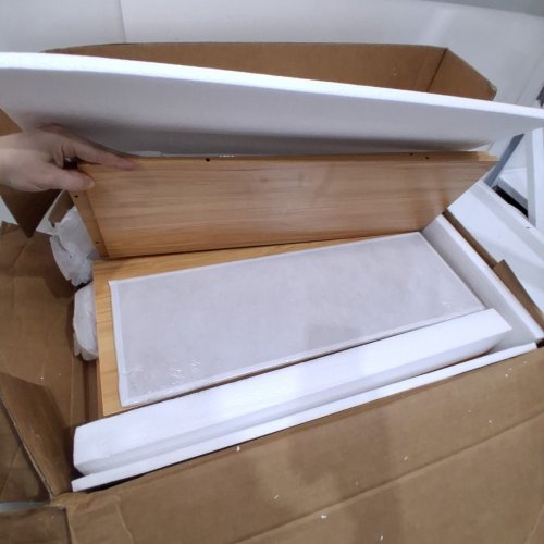 WOODEN WASHER DRYER COUNTERTOP WITH SHELF AND DRAWERS - 54" X 27.5" - BURLYWOOD (MODEL: DX0202-C250399S-02) image 3