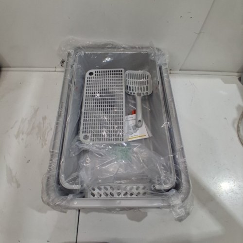 EOSARCU STAINLESS STEEL CAT LITTER BOX WITH FLIP LID - 2XL - GREY / SILVER image 2