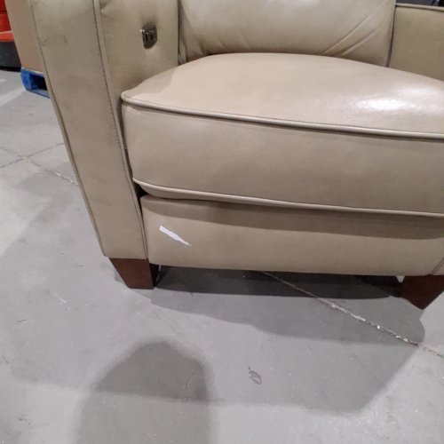 LEATHER POWER RECLINING CHAIR WITH ADJUSTABLE HEADREST - CREAM image 4