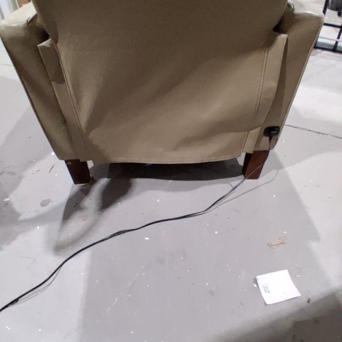 LEATHER POWER RECLINING CHAIR WITH ADJUSTABLE HEADREST - CREAM image 5