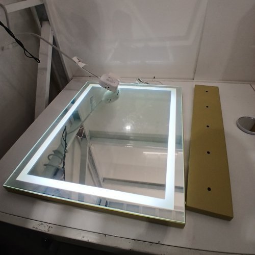 HALUMAO LARGE DIMMABLE MOUNTABLE SMART TOUCH VANITY MAKE UP MIRROR WITH LIGHTS AND USB PORT - 23" X 18" - GOLD image 2