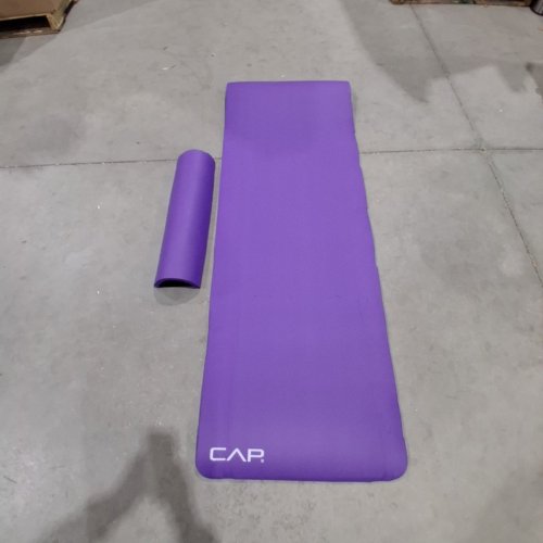 CAP BARBELL HIGH DENSITY EXERCISE YOGA MAT WITH STRAP AND KNEE PAD - 1/2" X 24" X 71" - PURPLE - (MODEL: MTIS-6523-12PL) image 2