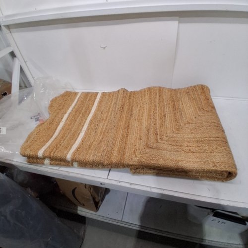 GRUHUM NATURAL WAVE SCALLOP BRAIDED RUSTIC VINTAGE JUTE HANDMADE AREA RUG - 8FT X 10FT - NATURAL/IVORY image 4