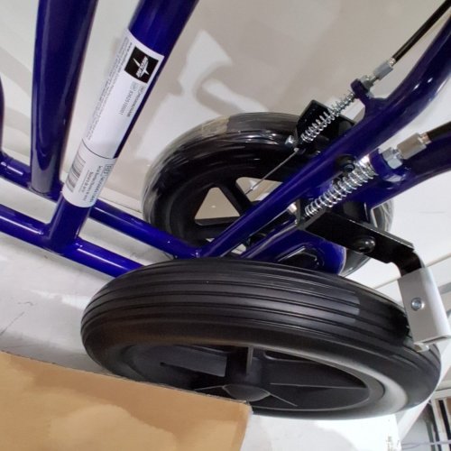 MEDLINE ALUMINUM TRANSPORT CHAIR WITH LARGE WHEELS AND BRAKES - 300LB MAX - BLUE (MODEL: MDS808210ABE) image 4