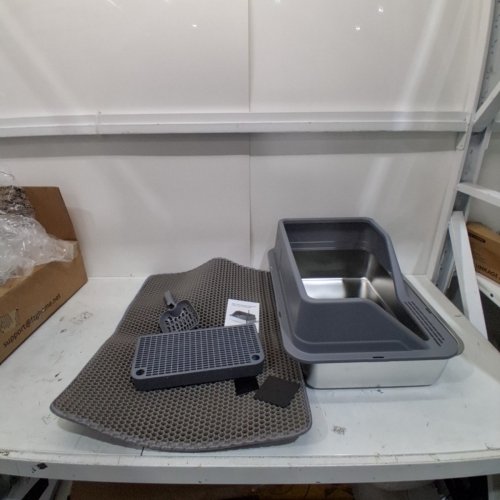 STAINLESS STEEL CAT LITTER BOX - 24" X 16" 36 L - DARK GREY image 2