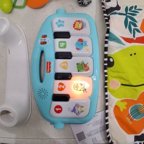 FISHER-PRICE 4-IN-1 BABY MUSICAL GLOW AND GROW KICK & PLAY PIANO GYM PLAYMAT WITH 2 RATTLE MARACAS FOR NEWBORNS - AGES 0+ MONTHS - BLUE (MODEL: HWD95) image 2