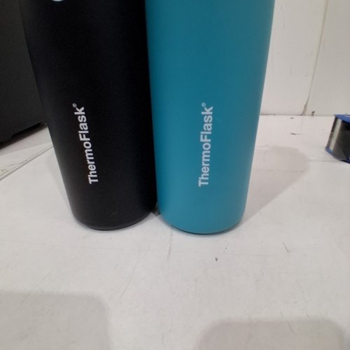 2PK THERMOFLASK WATER BOTTLES WITH LEAK PROOF SPOUT LID - 40OZ - BLACK / AQUA BLUE image 4