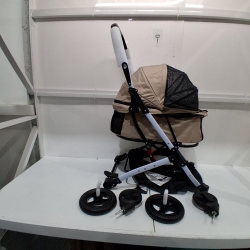 BETSOCCI STROLLER FOR PETS WITH STORAGE BASKET - 26.3" X 12.2" X 41.3" - PINK/BLACK (MODEL: R109) image 2