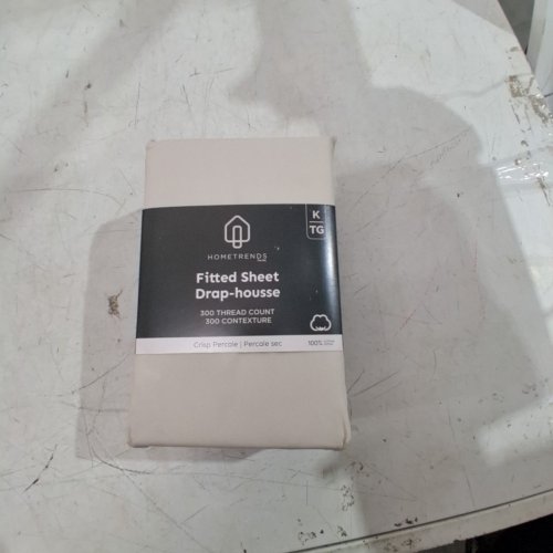 HOMETRENDS COTTON FITTED SHEET WITH 16" POCKET - KING - MOONBEAM /BEIGE (MODEL: HT300KGFT-MNB) image 3