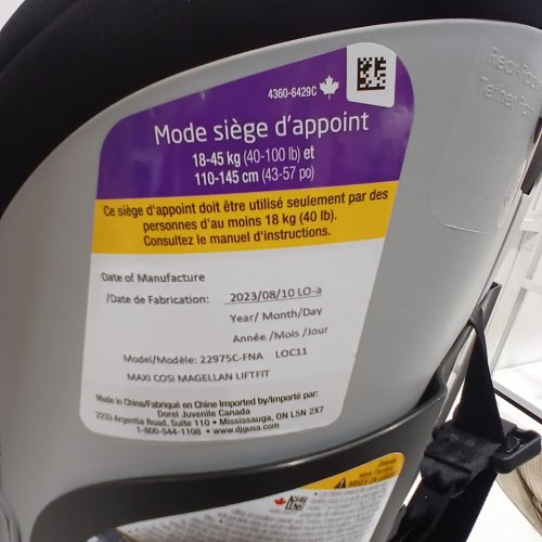 MAXI COSI ALL IN ONE CAR SEAT WITH MAGELLAN LIFTFIT - BLACK / GREY (MODEL: 22975CFNA) image 2