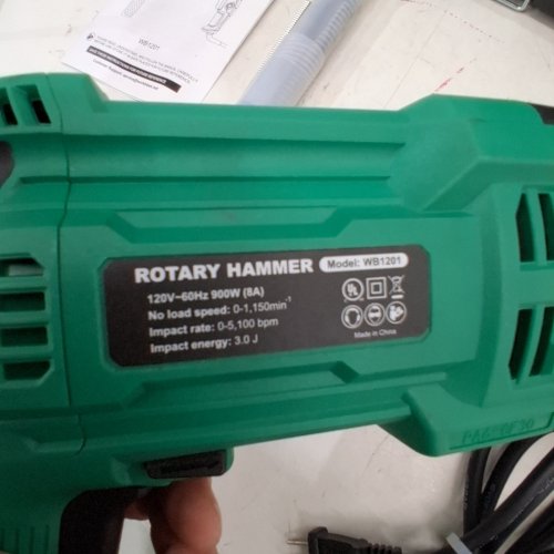 WORKBLESS CORDED ROTARY HAMMER DRILL - 8AMP, 1" SDS-PLUS - GREEN/BLACK (MODEL: WB1201) image 3