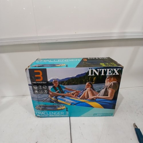 INTEX CHALLENGER 3 INFLATABLE RAFT BOAT WITH PUMP - 3-PERSON - BLUE/YELLOW - (MODEL: 68370EP) image 5