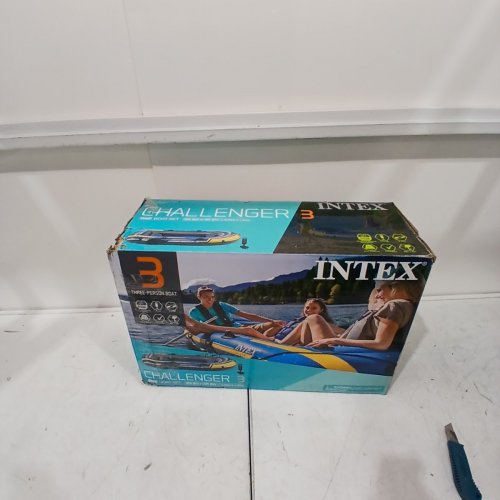 INTEX CHALLENGER 3 INFLATABLE RAFT BOAT WITH PUMP - 3-PERSON - BLUE/YELLOW - (MODEL: 68370EP) image 6