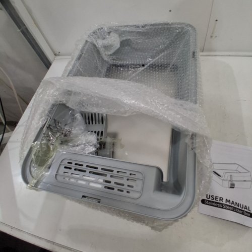 2PK HOMEGROOVE CAT LITTER BOX WITH LID HIGH SIDES AND SCOOP 23" - GREY image 2