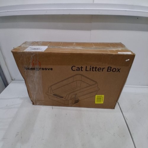2PK HOMEGROOVE CAT LITTER BOX WITH LID HIGH SIDES AND SCOOP 23" - GREY image 3