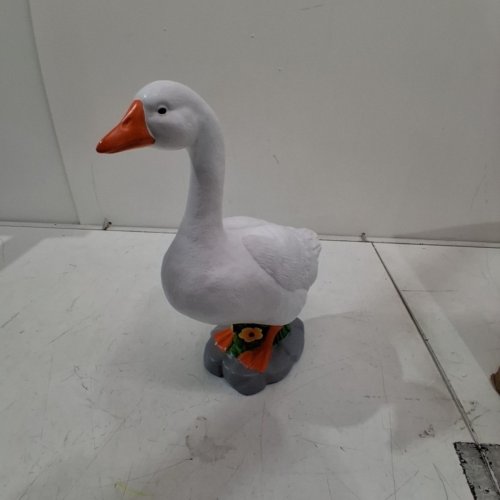 RESIN PORCH GOOSE STATUE FIGURINE - 11.5" - WHITE/MULTI-COLOUR image 2