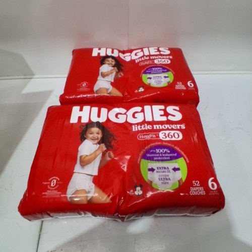 104PK HUGGIES LITTLE MOVERS DISPOSABLE BABY DIAPERS - SIZE 6 image 2