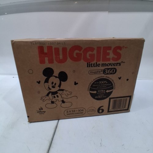 104PK HUGGIES LITTLE MOVERS DISPOSABLE BABY DIAPERS - SIZE 6 image 3