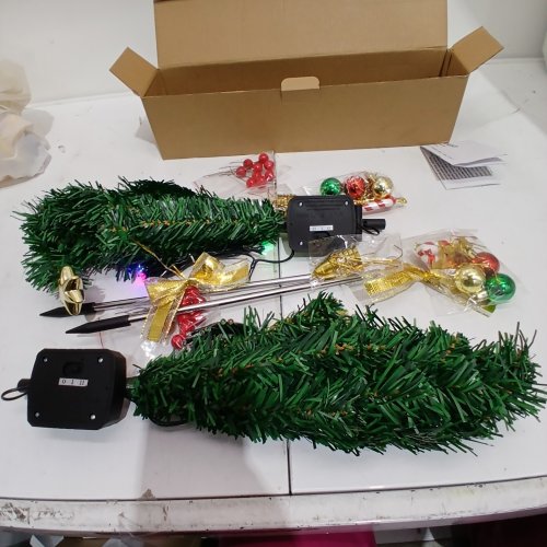 2PK SOLAR POWERED RGB LIGHTED CHRISTMAS TREE STAKES - GREEN image 2