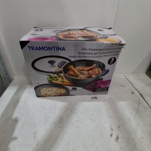 3PC TRAMONTINA PRE-SEASONED CAST IRON SET - 7QT (11") - BLACK (MODEL : 1901865) image 7