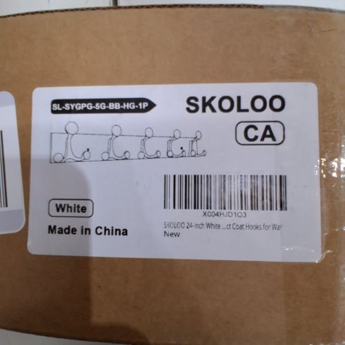 SKOLOO WALL MOUNT COAT HOOK RACK - 24" - WHITE AND BLACK (MODEL: SL-SYGPG-5G-BB-HG-1P) image 2