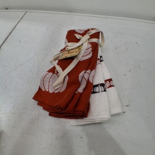 4PK MADE IN PORTUGAL KITCHEN TOWELS - 20" X 28" - ORANGE / WHITE (MODEL: 3400770) image 2