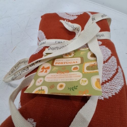 4PK MADE IN PORTUGAL KITCHEN TOWELS - 20" X 28" - ORANGE / WHITE (MODEL: 3400770) image 4