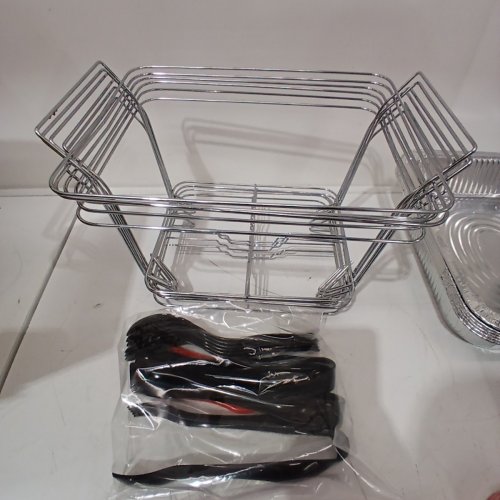 6PK ALPHA HALF SIZE BUFFET SERVING SET WITH STANDS / TRAYS AND GAS - SILVER (MODEL: 70639) image 4