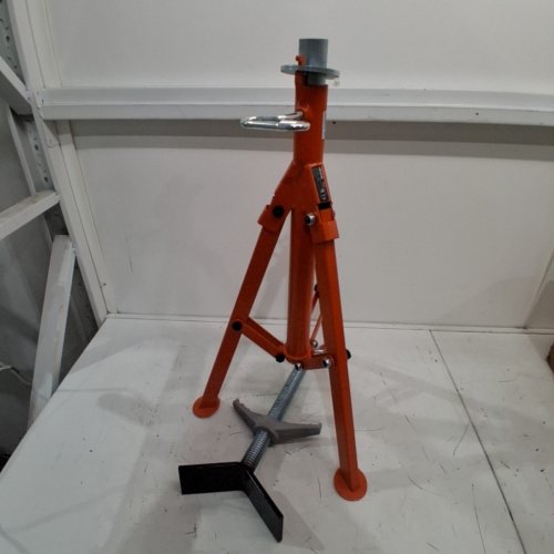 ADJUSTABLE HEIGHT V-HEAD PIPE JACK STAND HEAVY DUTY PIPE STAND WITH FOLDABLE LEGS - 28"-52" 2500LB MAX - RED - (MODEL: JR-1108) image 2