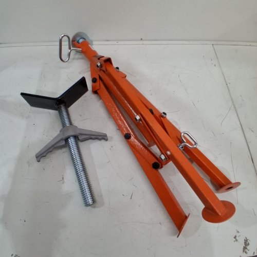 ADJUSTABLE HEIGHT V-HEAD PIPE JACK STAND HEAVY DUTY PIPE STAND WITH FOLDABLE LEGS - 28"-52" 2500LB MAX - RED - (MODEL: JR-1108) image 4