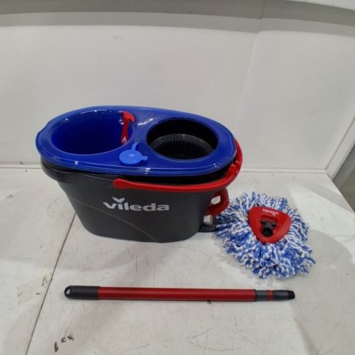 VILEDA EASYWRING RINSE CLEAN 2 TANK SPIN BUCKET SYSTEM - BLUE/RED/GREY image 2