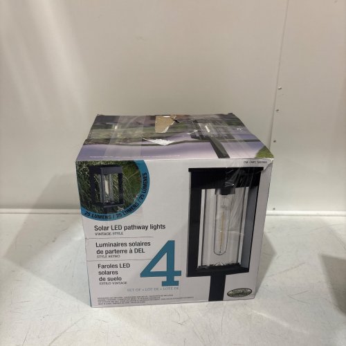 4PK GTX NATURALLY SOLAR POWERED 25LM PATHWAY LIGHTS - 4"X4"X23"- BLACK (MODEL: 1937955) image 3