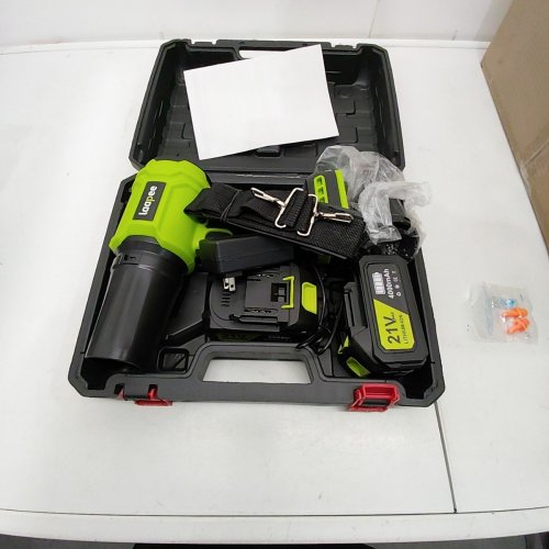 LAAPEE 21V CORDLESS HANDHELD LEAF BLOWER WITH X2 4.0AH BATTERIES & CHARGER - CARRY CASE INCLUDED - GREEN (MODEL: BF828) image 3