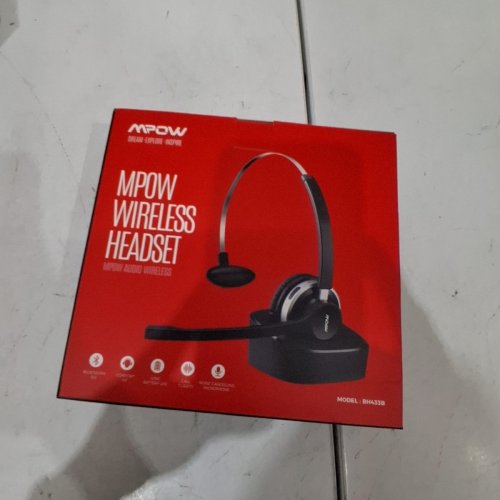 MPOW HC3 WIRELESS BLUETOOTH HEADSET WITH CHARGING DOCK - BLACK WITH SILVER TRIM (MODEL: BH433B) image 3