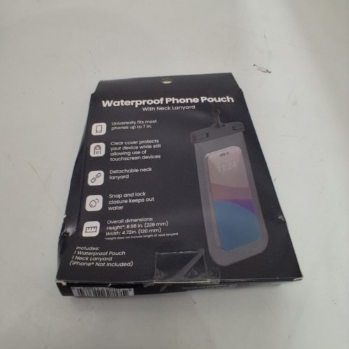 GEMS WATERPROOF PHONE POUCH WITH NECK LANYARD - FOR PHONES UP TO 7" - DARK GREY (MODEL: 080-17-9039) image 3