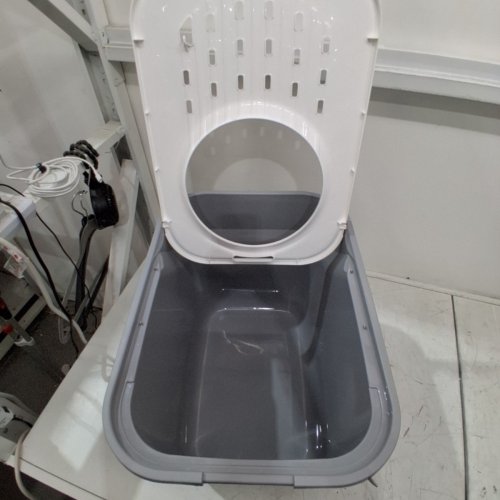 IRIS USA LARGE SQUARE TOP ENTRY CAT LITTER BOX - 20.5" X 14.75" X 14.5" - GREY/WHITE - (MODEL: 589655) image 3