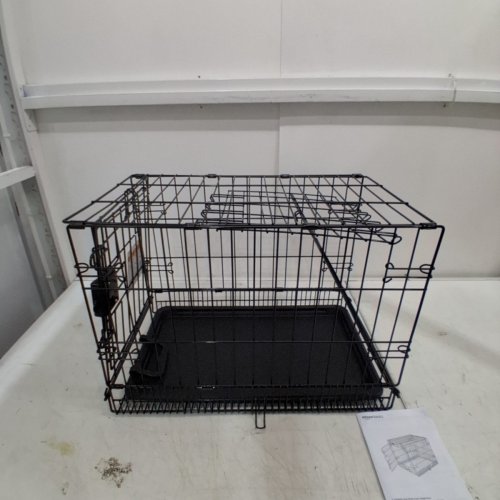 AMAZON BASICS FOLDABLE SINGLE-DOOR METAL WIRE DOG CRATE WITH DIVIDER - 24" X 16" - BLACK image 2