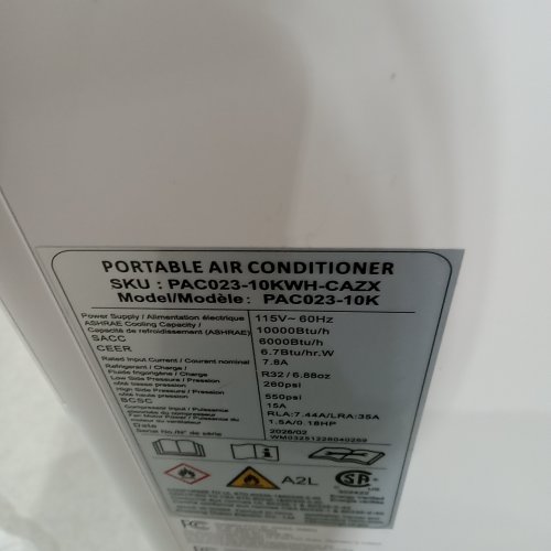 4-IN-1 EUHOMY PORTABLE AIR CONDITIONER, MINI AC UNIT WITH POWERFUL COOLING, DEHUMIDIFIER, FAN, AND QUIET SLEEP MODE - 10000 BTU - WHITE (MODEL:PAC023-10KH) image 3
